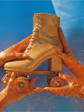 NWT Impala Marawa High Heel Orange Sparkle Roller Skates Size 9